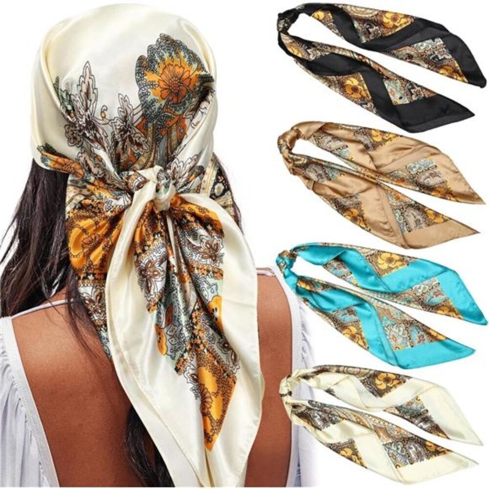 4PCS 35” Satin Large Square Head Scarves